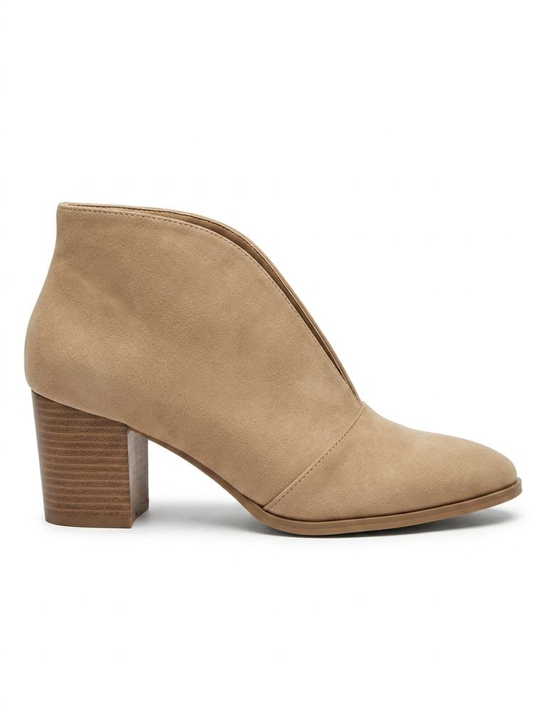 Women's Slip-On Ankle Boots, Almond Toe, Chunky Heel, Comfort Fit
