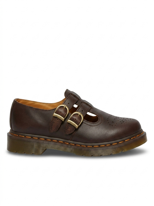 Women's Leather Double Buckle Flats Round Toe Cushioned