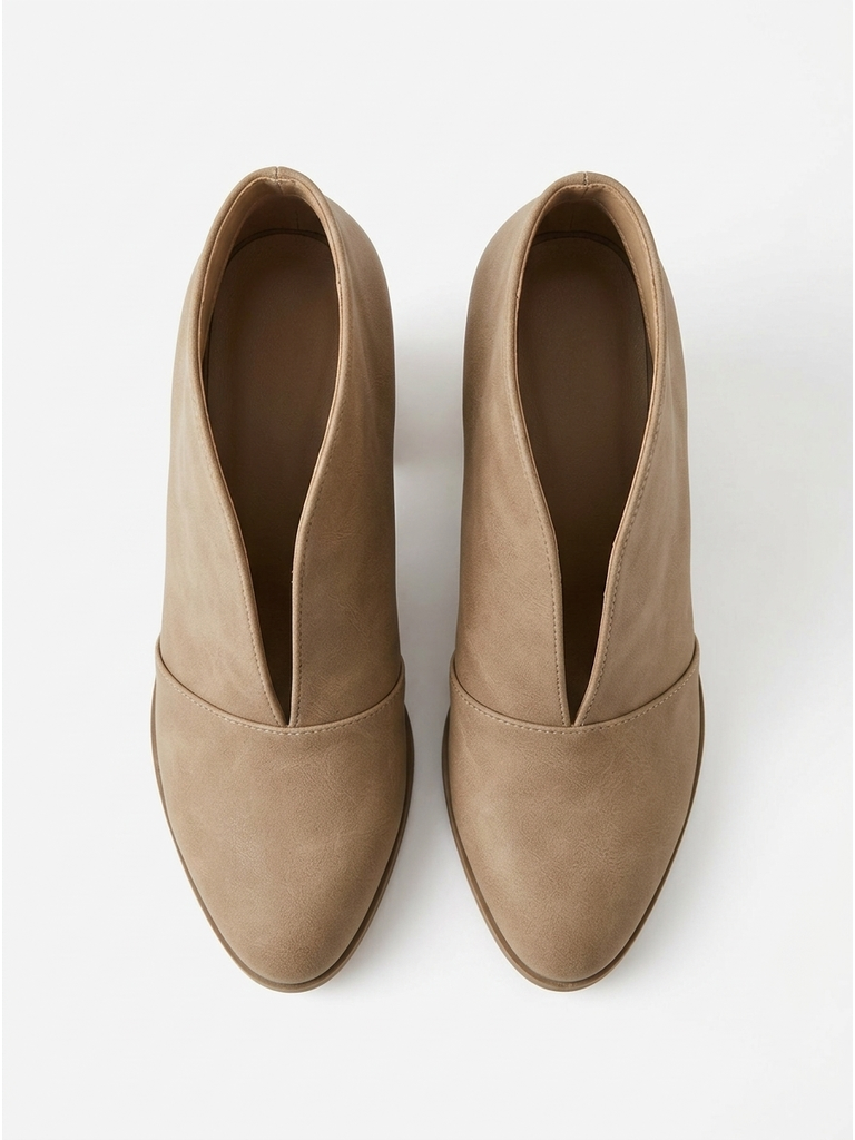 Women's Slip-On Ankle Boots, Almond Toe, Chunky Heel, Comfort Fit