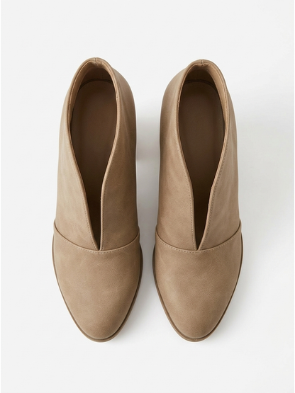 Women's Slip-On Ankle Boots, Almond Toe, Chunky Heel, Comfort Fit