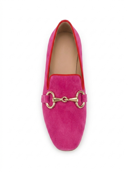 Women's Suede Slip-On Loafers Horsebit Buckle, Smart-Casual Wear
