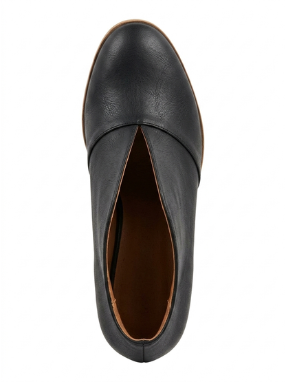 Women's Slip-On Ankle Boots, Almond Toe, Chunky Heel, Comfort Fit