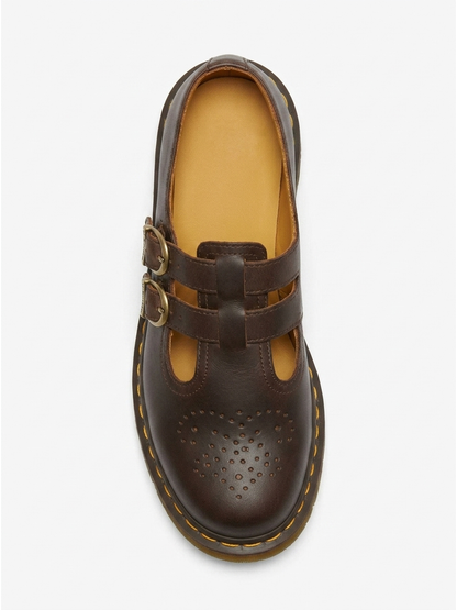 Women's Leather Double Buckle Flats Round Toe Cushioned
