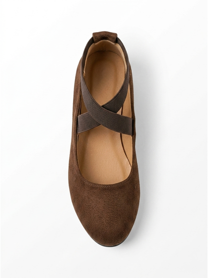 Women's Cushioned Orthopedic Flats, Suede Slip-On Comfort Shoes