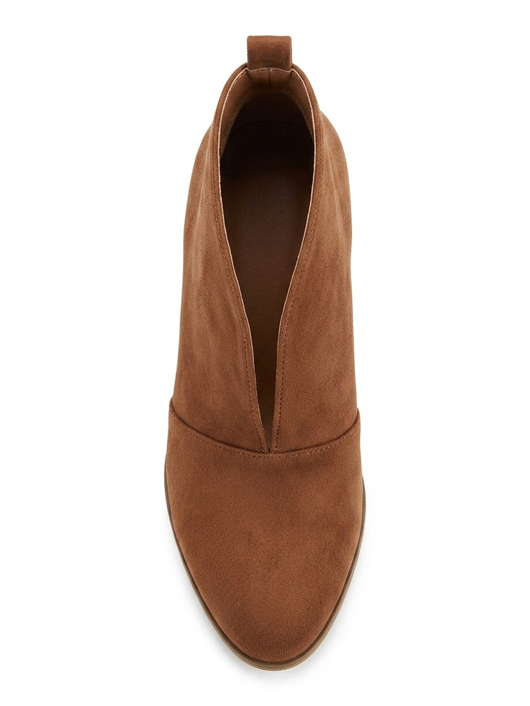 Women's Slip-On Ankle Boots, Almond Toe, Chunky Heel, Comfort Fit