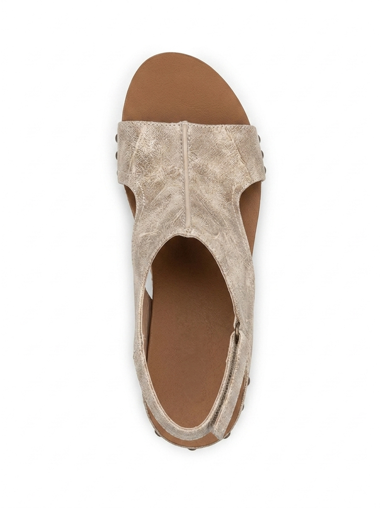 Women's Leather Wedge Sandals, Adjustable Fit, Walking Comfort