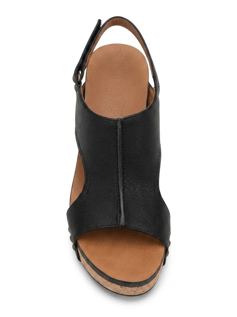 Women's Leather Wedge Sandals, Adjustable Fit, Walking Comfort