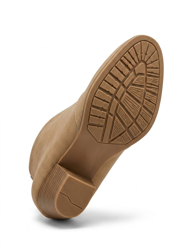 Women's Slip-On Ankle Boots, Almond Toe, Chunky Heel, Comfort Fit