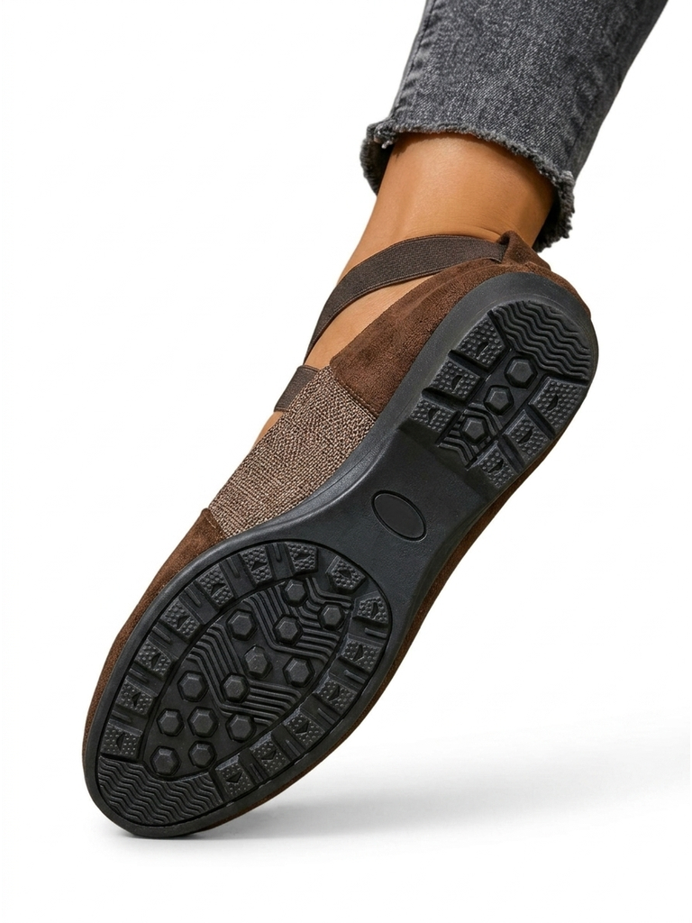 Women's Cushioned Orthopedic Flats, Suede Slip-On Comfort Shoes