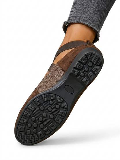 Women's Cushioned Orthopedic Flats, Suede Slip-On Comfort Shoes