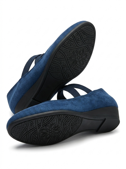 Women's Cushioned Orthopedic Flats, Suede Slip-On Comfort Shoes