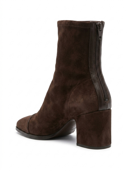 Women's Leather Block Heel Boots, Comfortable Leather Ankle Boots