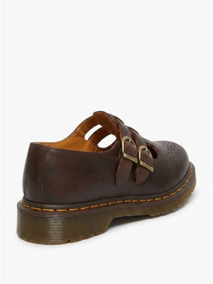 Women's Leather Double Buckle Flats Round Toe Cushioned