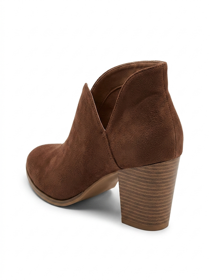 Women's Slip-On Ankle Boots, Almond Toe, Chunky Heel, Comfort Fit