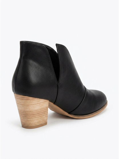 Women's Slip-On Ankle Boots, Almond Toe, Chunky Heel, Comfort Fit