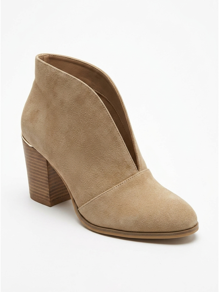 Women's Slip-On Ankle Boots, Almond Toe, Chunky Heel, Comfort Fit