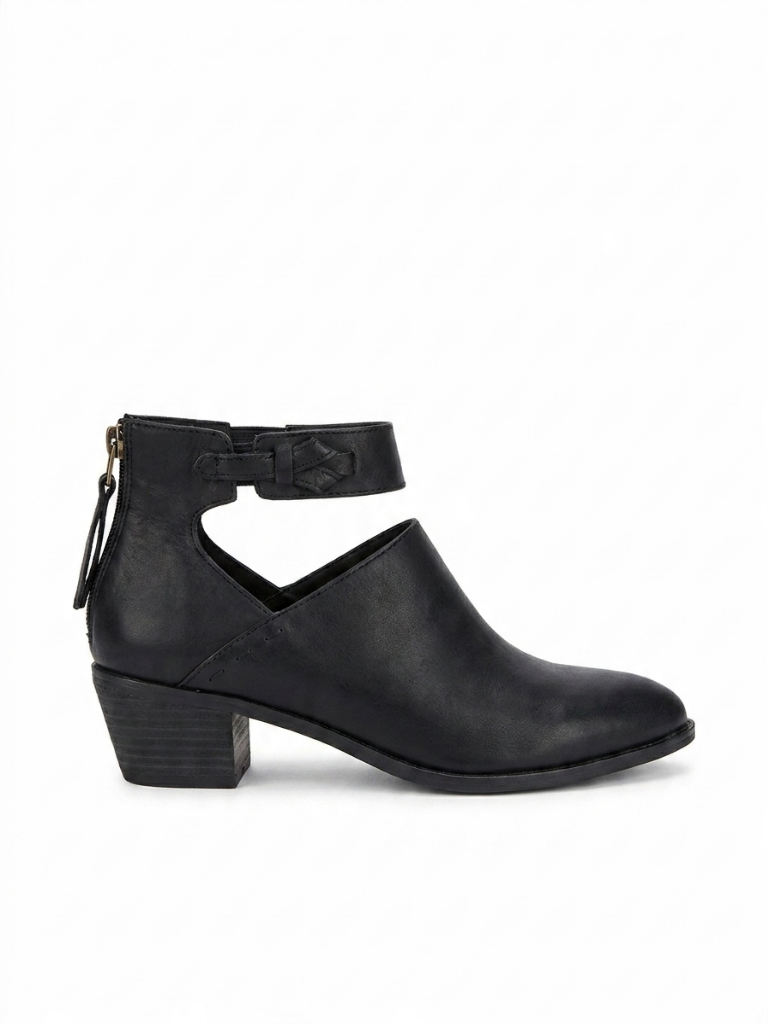 Women's Block Heel Booties, Side Zip, All-Day Comfort, Padded Insole