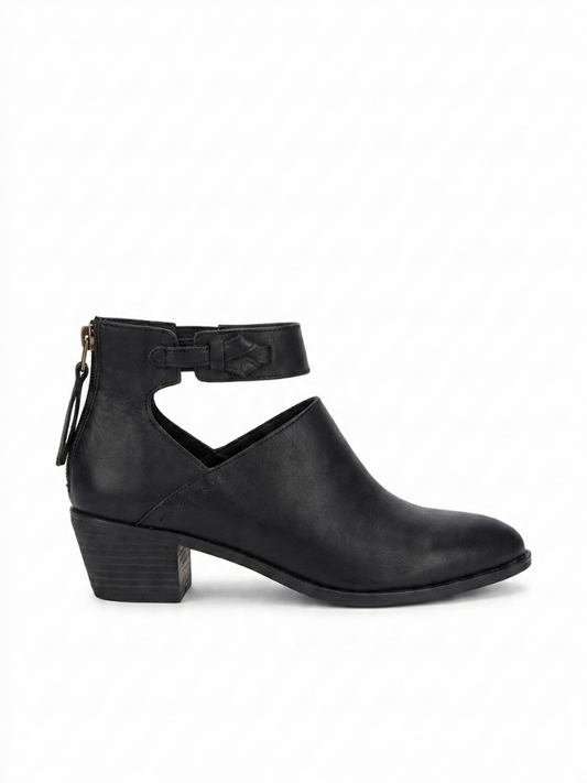 Women's Block Heel Booties, Side Zip, All-Day Comfort, Padded Insole