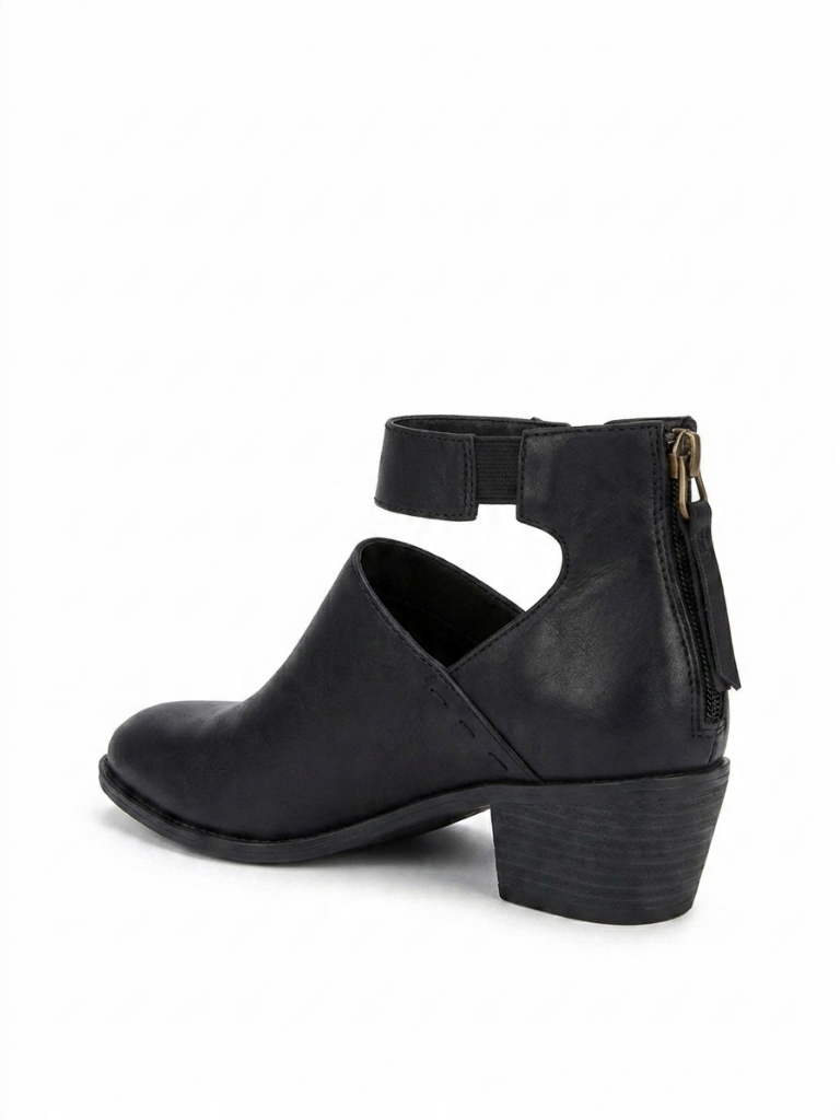 Women's Block Heel Booties, Side Zip, All-Day Comfort, Padded Insole