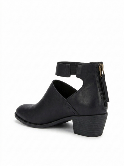 Women's Block Heel Booties, Side Zip, All-Day Comfort, Padded Insole