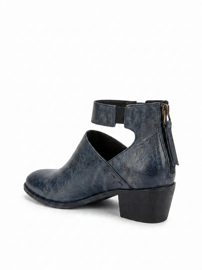 Women's Block Heel Booties, Side Zip, All-Day Comfort, Padded Insole