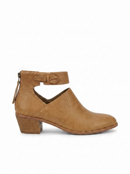 Women's Block Heel Booties, Side Zip, All-Day Comfort, Padded Insole